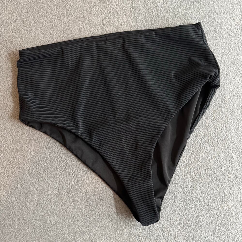 FAYT The‎ Label Swim Bikini Bottoms 10 (6 US) Black Mid High Waist